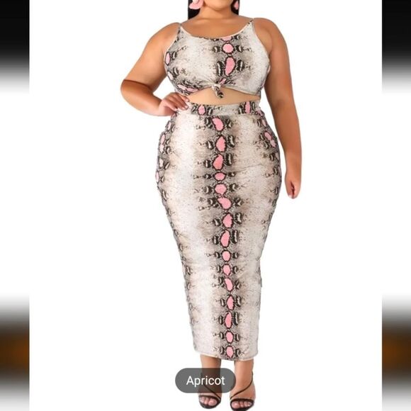 Plus Size Snakeskin Print Cami Top & Skirt Set sz 1X - Picture 3 of 3